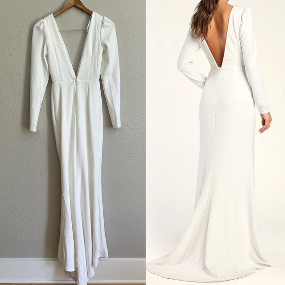 Stunning Romance Off White Long Sleeve Mermaid Maxi Dress - Picture 3 of 8
